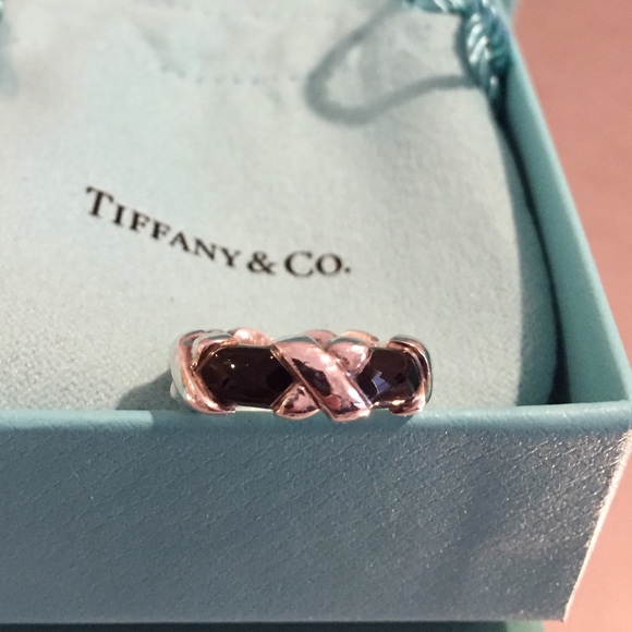 Tiffany Black Enamel Signature Band Ring - Picture 6 of 7